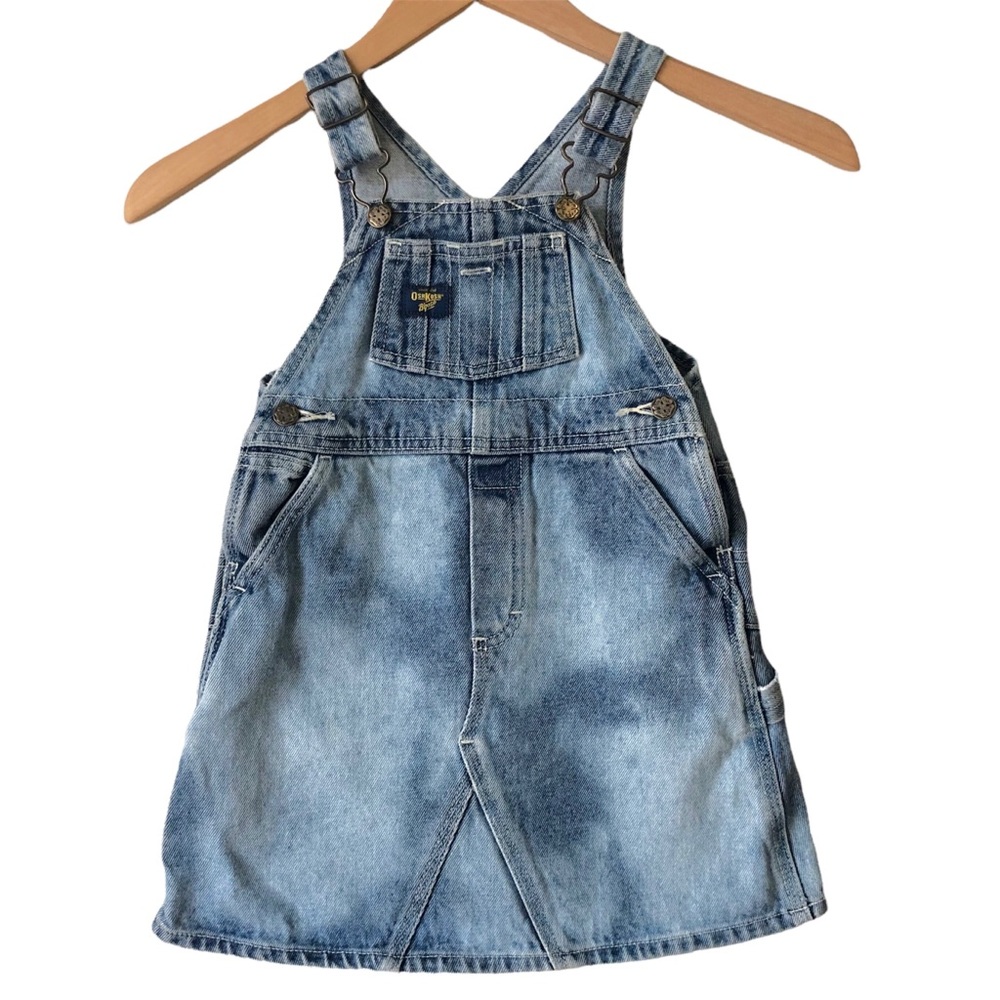 Vintage Oshkosh B'gosh vestbak overall pinafore dress 3T denim custom bleach dye